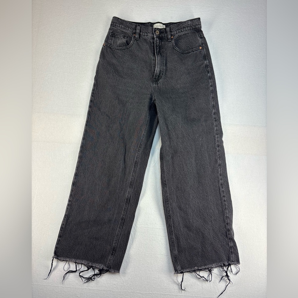 PacSun Black Wide Leg Frayed Jeans